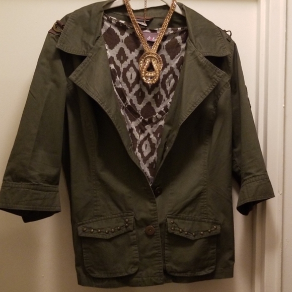 Dots Jackets & Blazers - EUC 3/4 SLEEVE LIGHTWEIGHT MILITARY JACKET  SZ.1X
